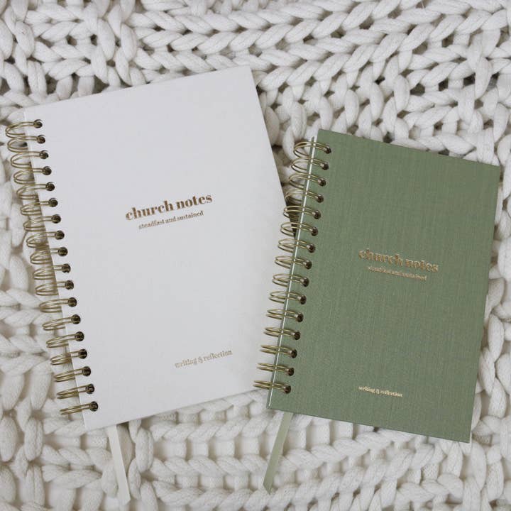 Steadfast and Sustained - Wholesale Journal/Diary - Church Notes Journal - Spiral Linen, Sage4