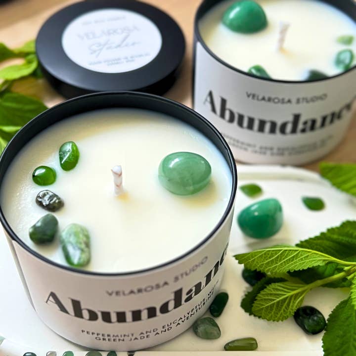Abundance Aromatic Candle - Peppermint & Eucalyptus Scent for wholesale by Velarosa Studio LLC