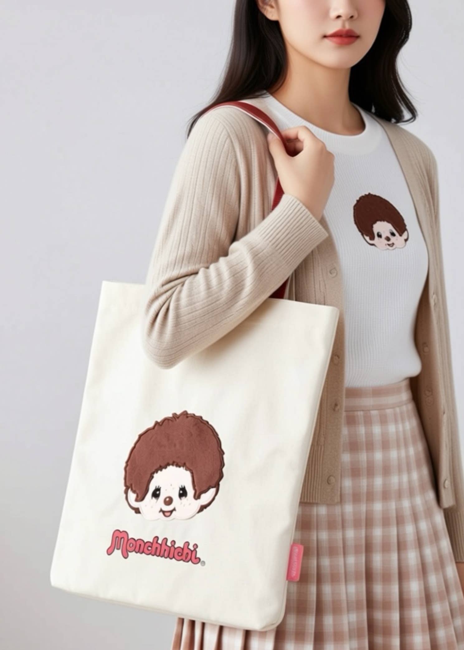 LASR - Wholesale Draagtas - Uniseks - Monchhichi-Kun Gezicht Canvas Tas1