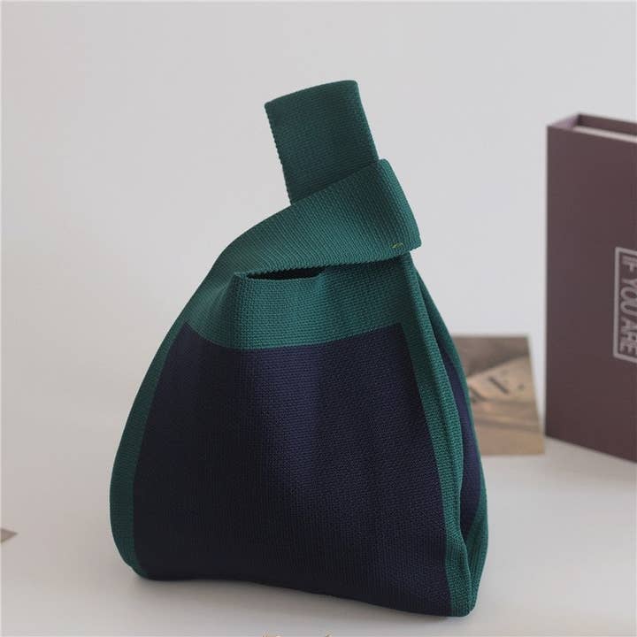 FurDecoration - Wholesale Tote Bag - Women's - Small Contrast Color Soft Openning Knitted Wrist Bag Handbag11