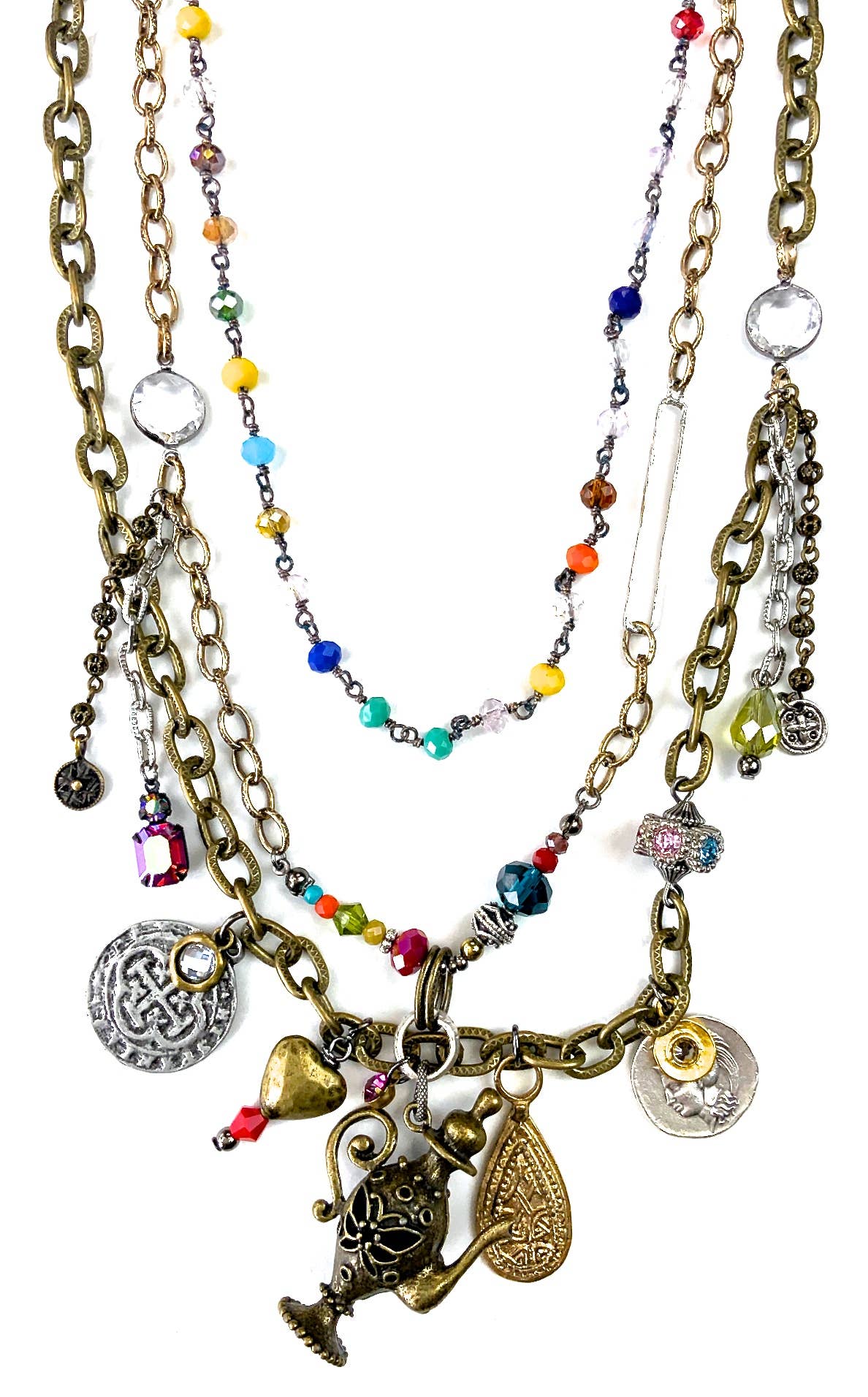 Lost & Found Trading - Wholesale Pendant/Charm Necklace - LS077 NK-Multi STD. w/Rosaried, & Coins1