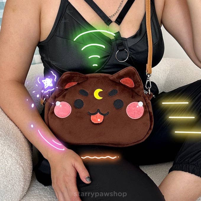 Starry Paw Shop - Wholesale Crossbody Bag - Unisex - Moon Cat Crossbody Bags with leather strap8