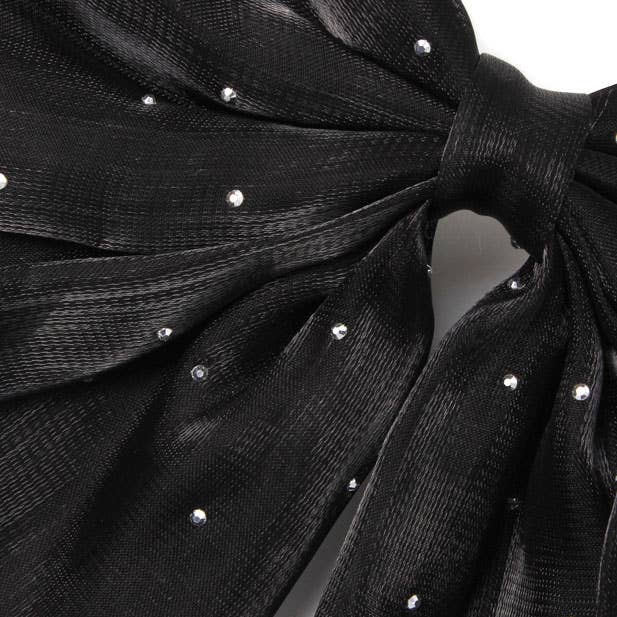 Inca UK - Wholesale Hair Clip - Women's - Black double bow hair clip with tails 8cm2