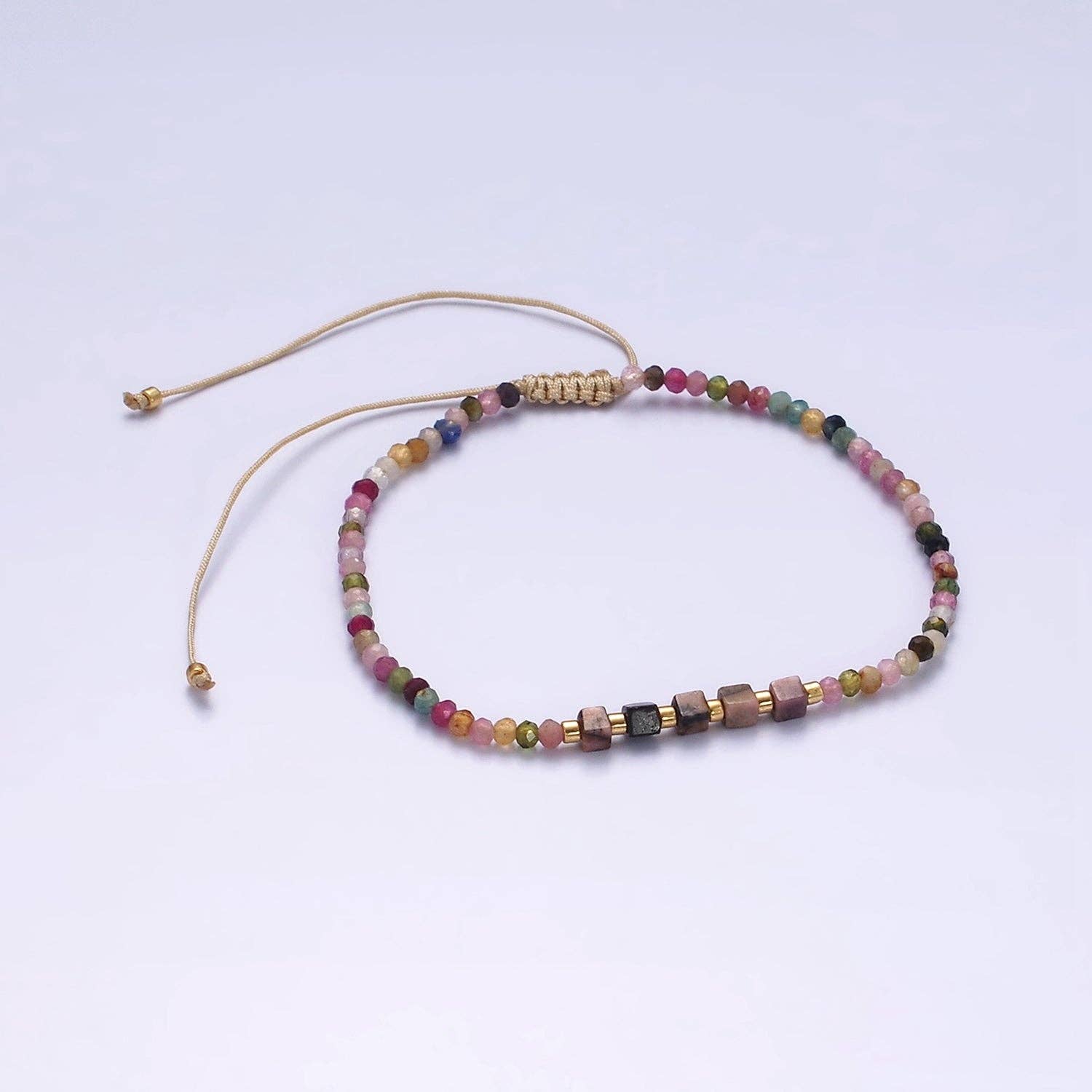 Simply Jewels - Wholesale Beaded Bracelet - Tourmaline Beaded Adjustable Bracelet – Natural Gemstone Boho Jewelry with Gold Accents1