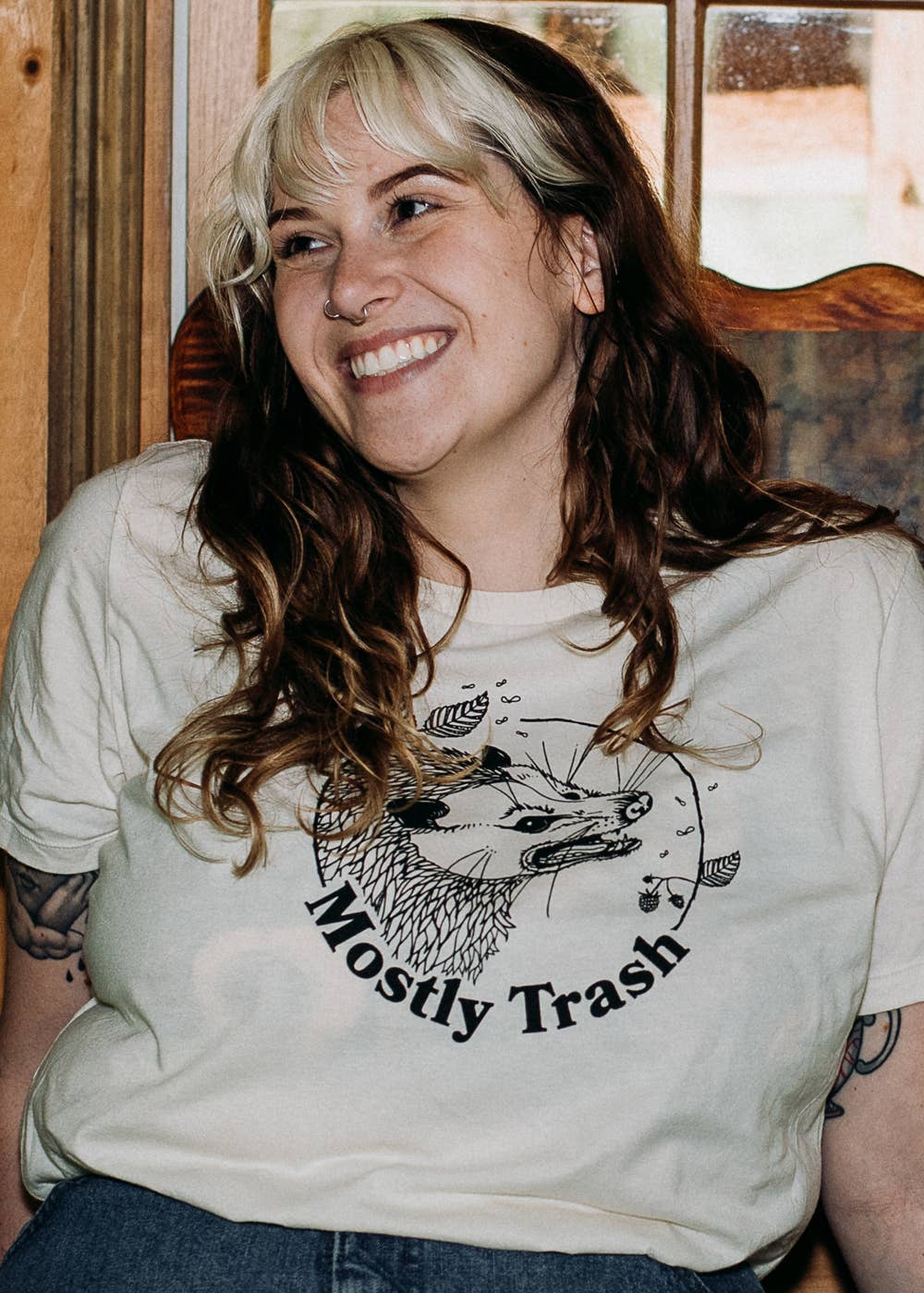 Simka Sol – T-shirt estampada - Mulher por atacado – Moasty Trash - T-shirt unissex em Heather Oatmeal4