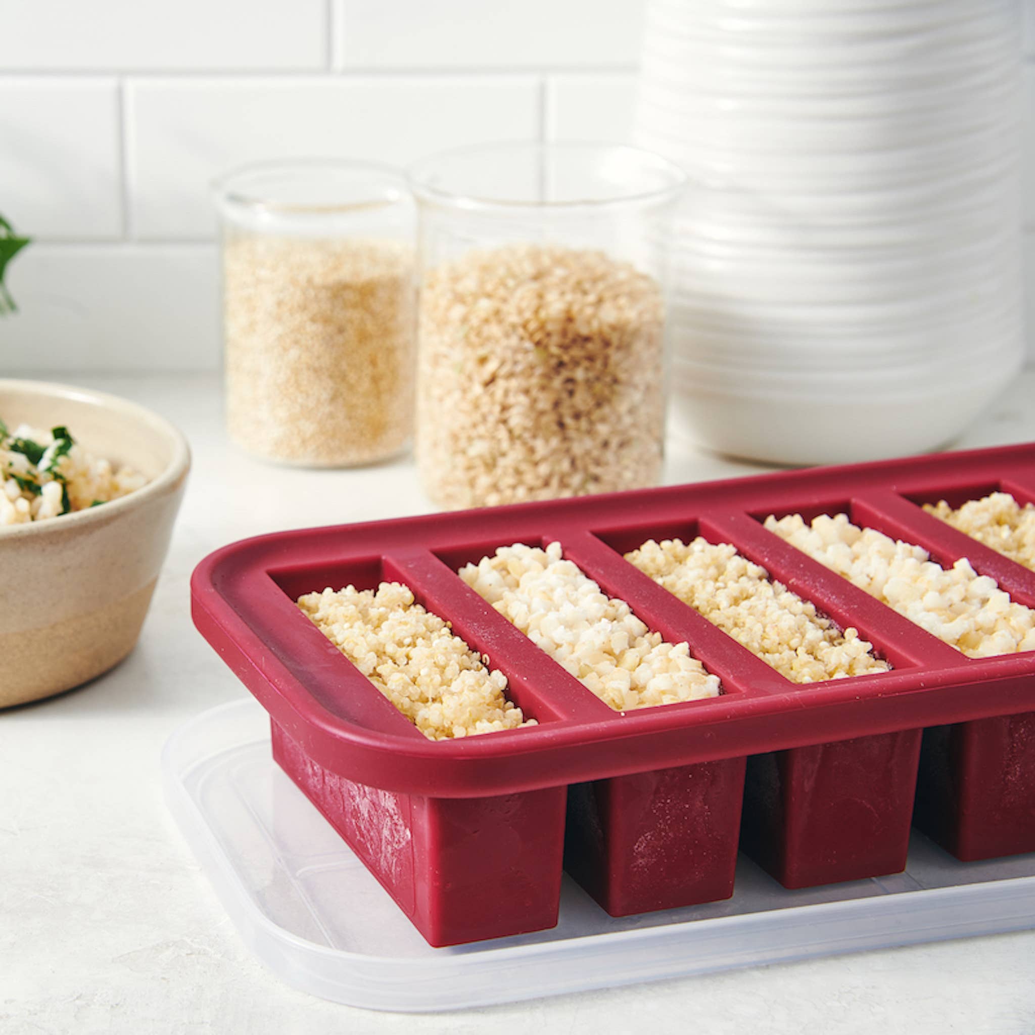 Souper Cubes - Vendita all'ingrosso Contenitori per alimenti - Vassoio di congelamento in silicone da 1/2 tazza6