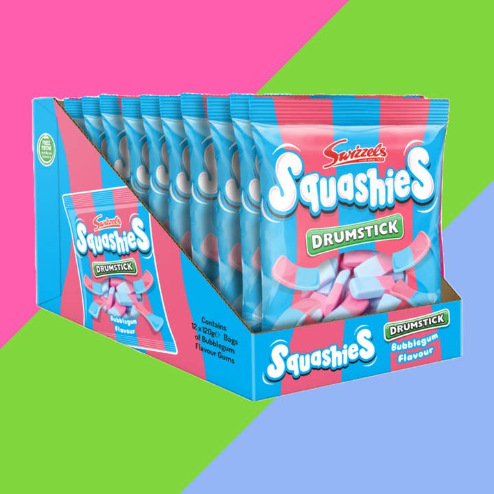 Gaffney's Sweets & Treats Wholesale – wholesale Gummy – Swizzels Drumstick Squashies Bubblegum Flavour Bag 12 x 120g