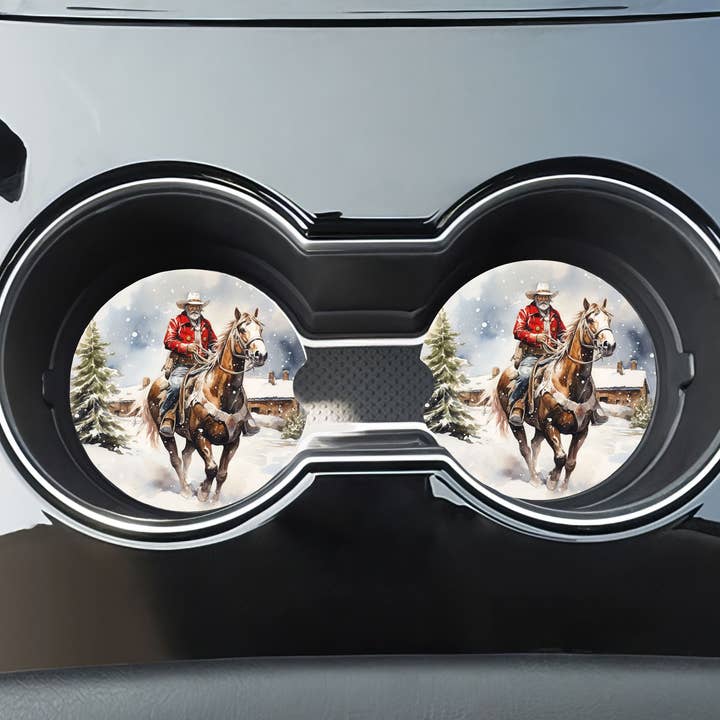 Tomte Häst Jul Bilunderlägg - Neopren Set om 2 för wholesale av Stencil Art Canada
