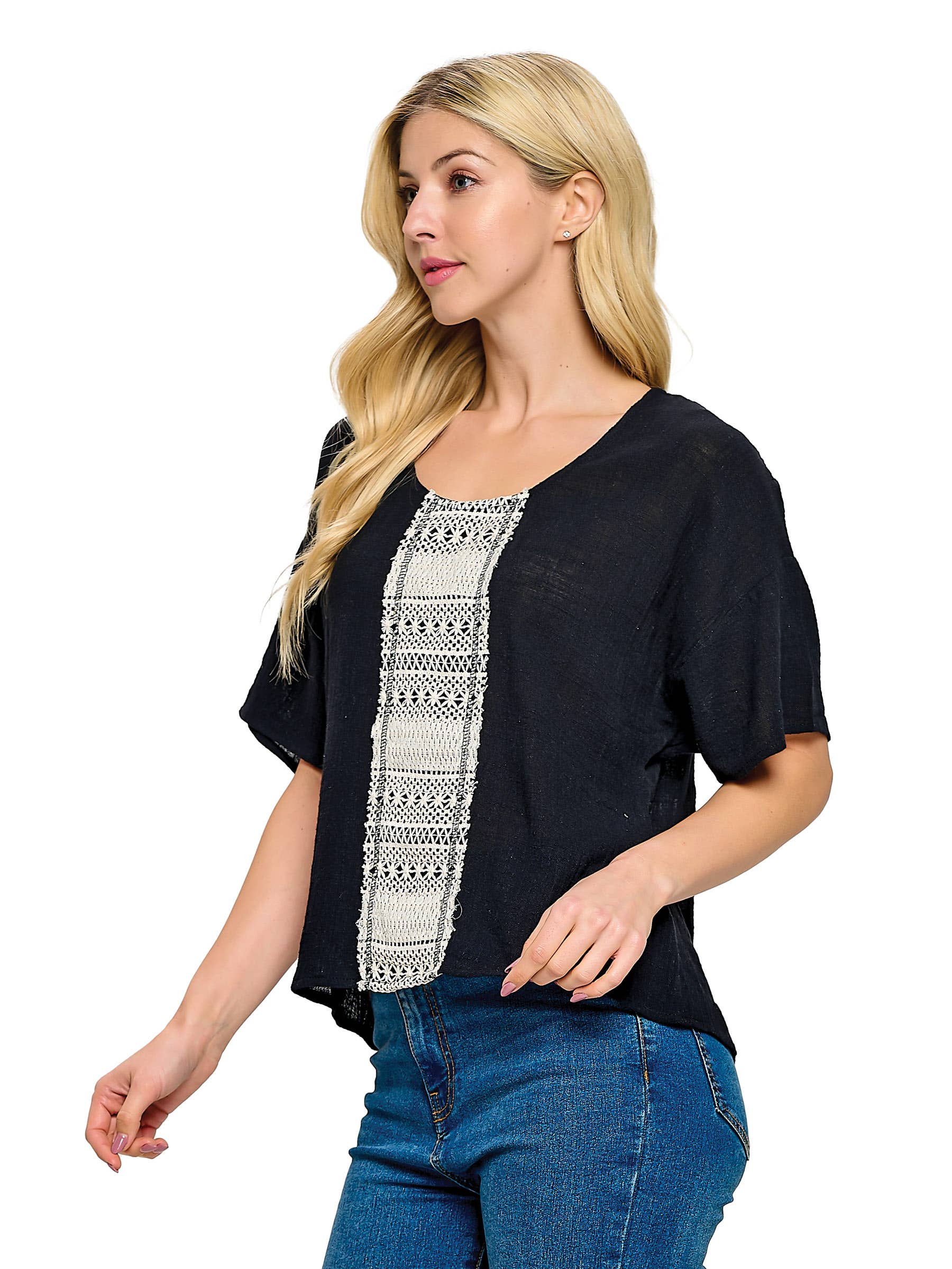 Yak & Yeti - Wholesale Blouse - Women's - SALE Boho Top Loose Fit Lace Detail (Reg. $17)8
