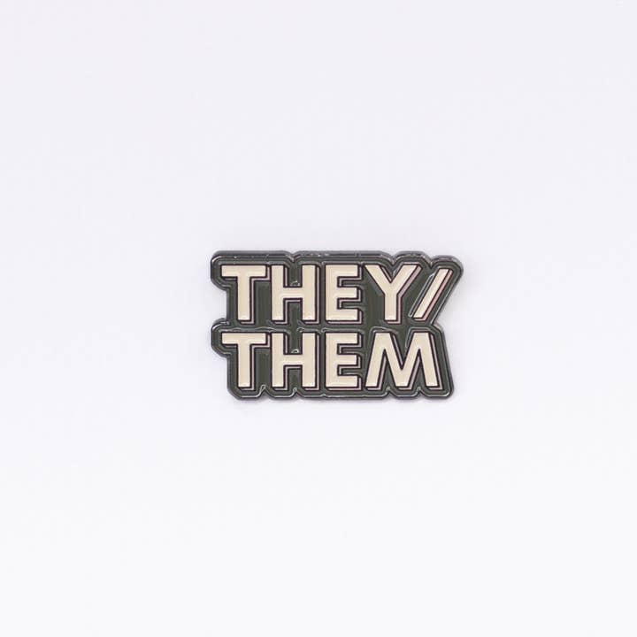 They/Them Pronoun Pin for wholesale by Rising Violet Press