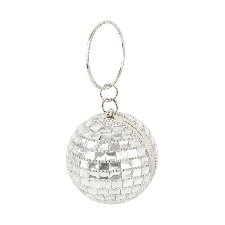 Dazzling crystal disco ball evening clutch for wholesale by Handbag Factory Corp
