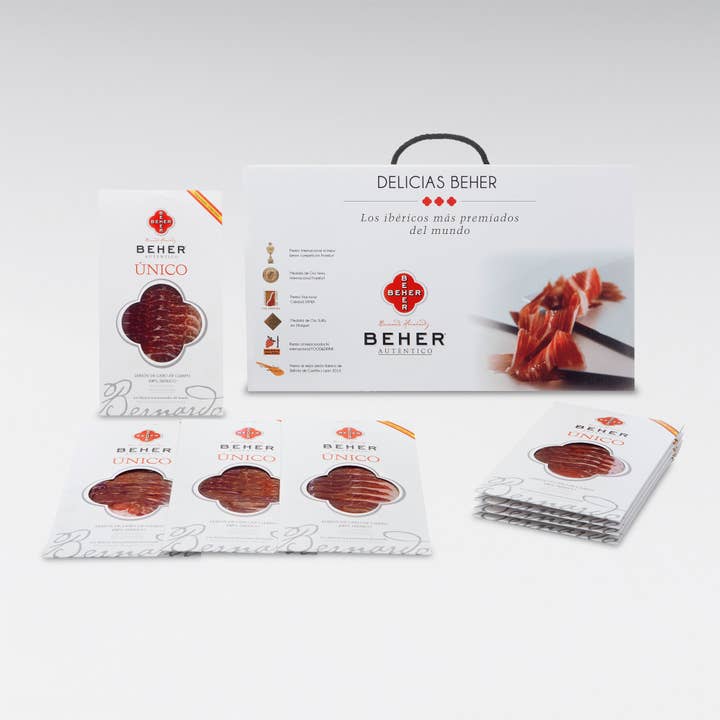 Sliced 100% Iberian Cebo de Campo Ham | 20 x 100 g for wholesale by BEHER