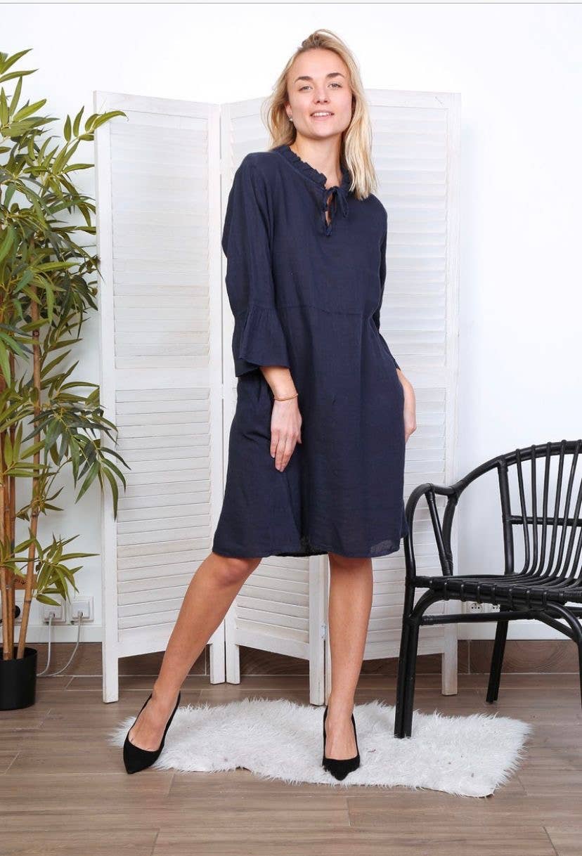 LÉA & LUC - Wholesale Dress - Women's - Short dress in 100% linen REF.134436