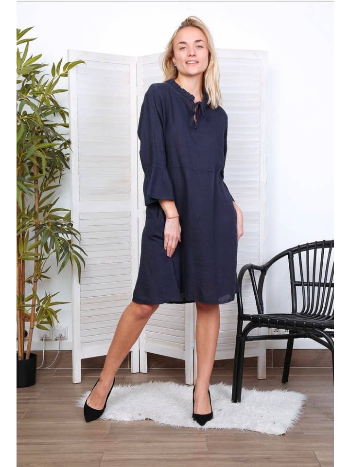 LÉA & LUC - Wholesale Dress - Women's - Short dress in 100% linen REF.134436