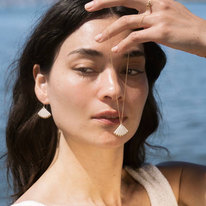 Gold Dipped Fan Necklace for wholesale by Mier Luo