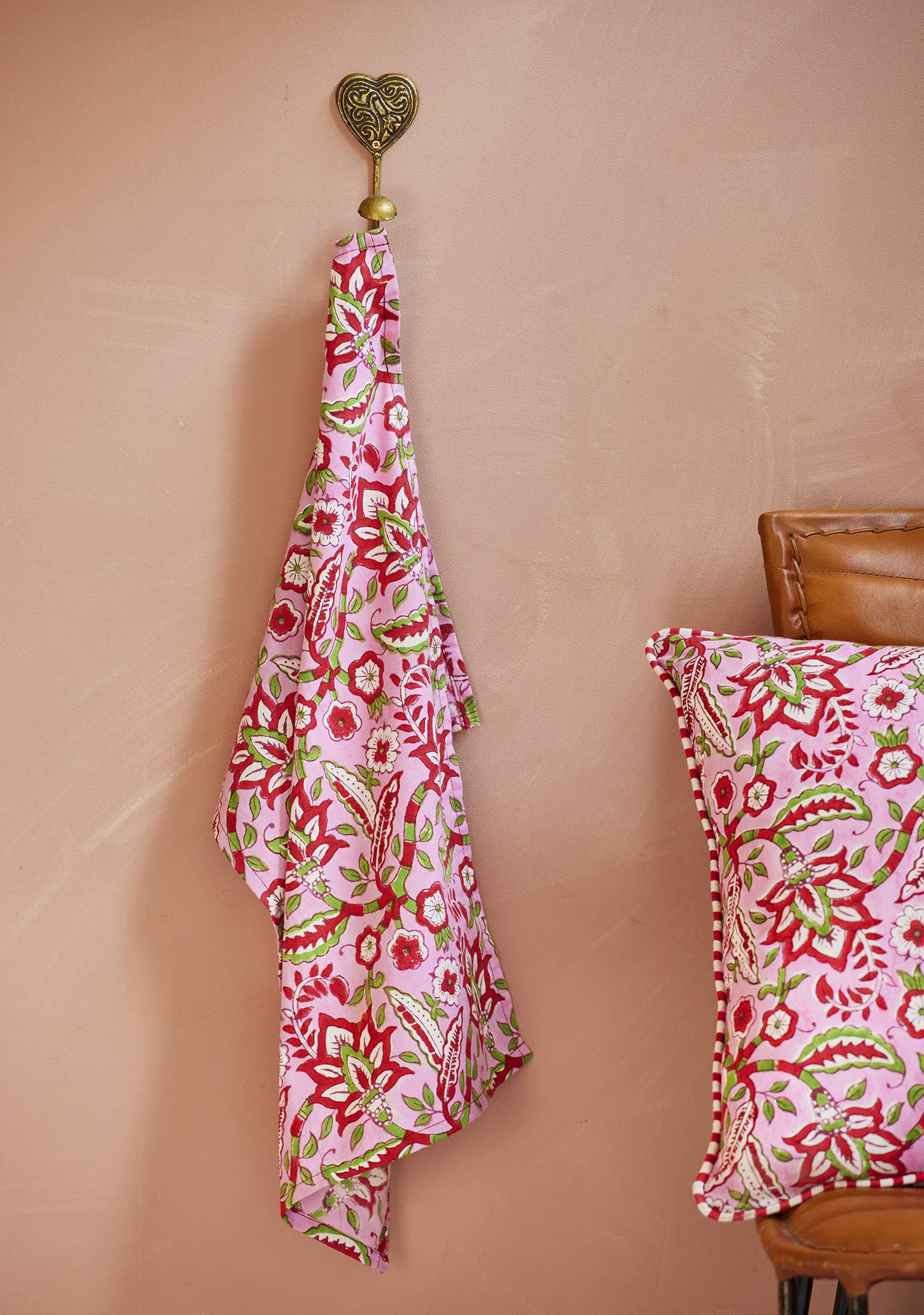 Namaste – wholesale Tea towel – Arana Floral Block Print Tea Towel0