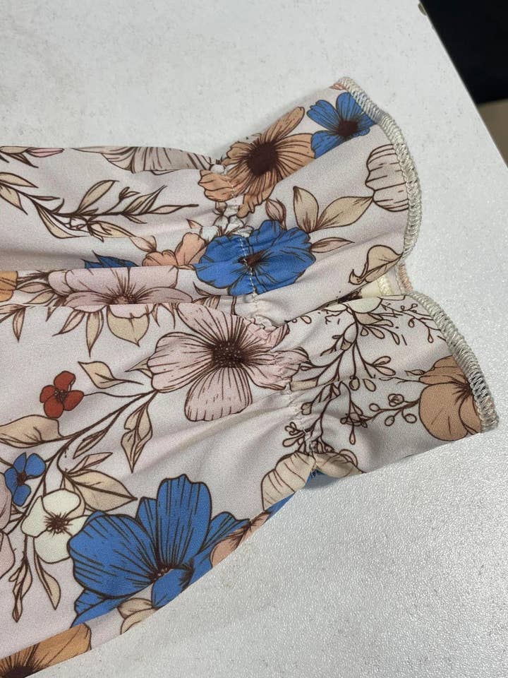 Apricot Floral print bohemian long-sleeves babydoll dress for wholesale on Faire3