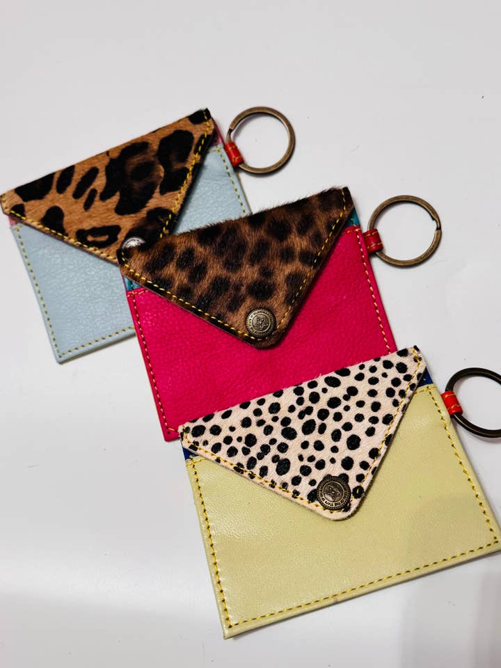 keychain cowhide animal print multicolor for wholesale by FRINGE & LUXE