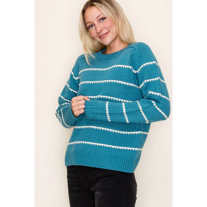 STACCATO - Wholesale Knit Sweater - Women's - BLANKET STITCH STRIPED SWEATER9