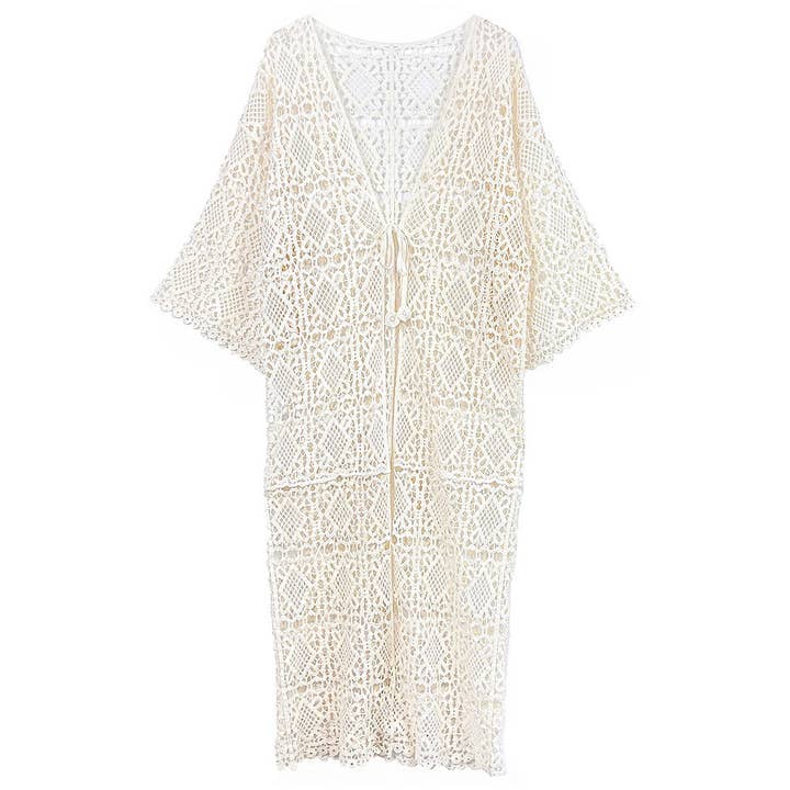 Sensibling Corp. - Wholesale Cardigan - Women's - Open Front Tie Crochet Long Cardigan5