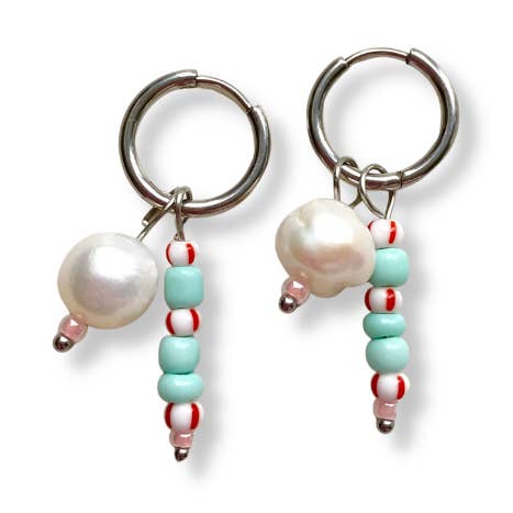 Red Pearl Vibes Earrings - Silver for wholesale by TOMMASINI