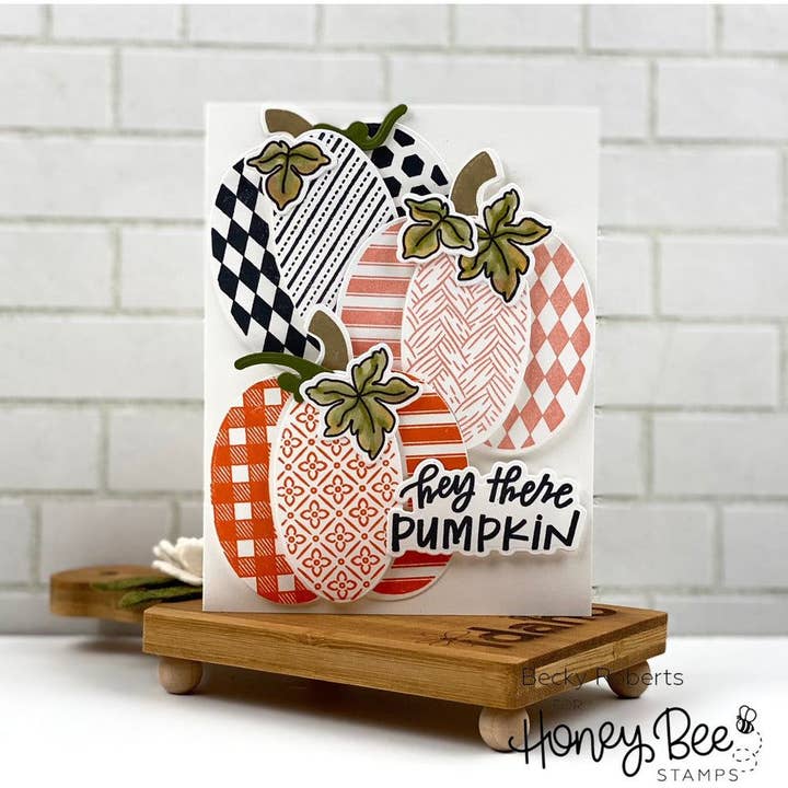 Honey Bee Stamps - Wholesale Stencil/Craft Die - Patchwork Pumpkin - Set of 2 - 6x6" Coordinating Stencils3