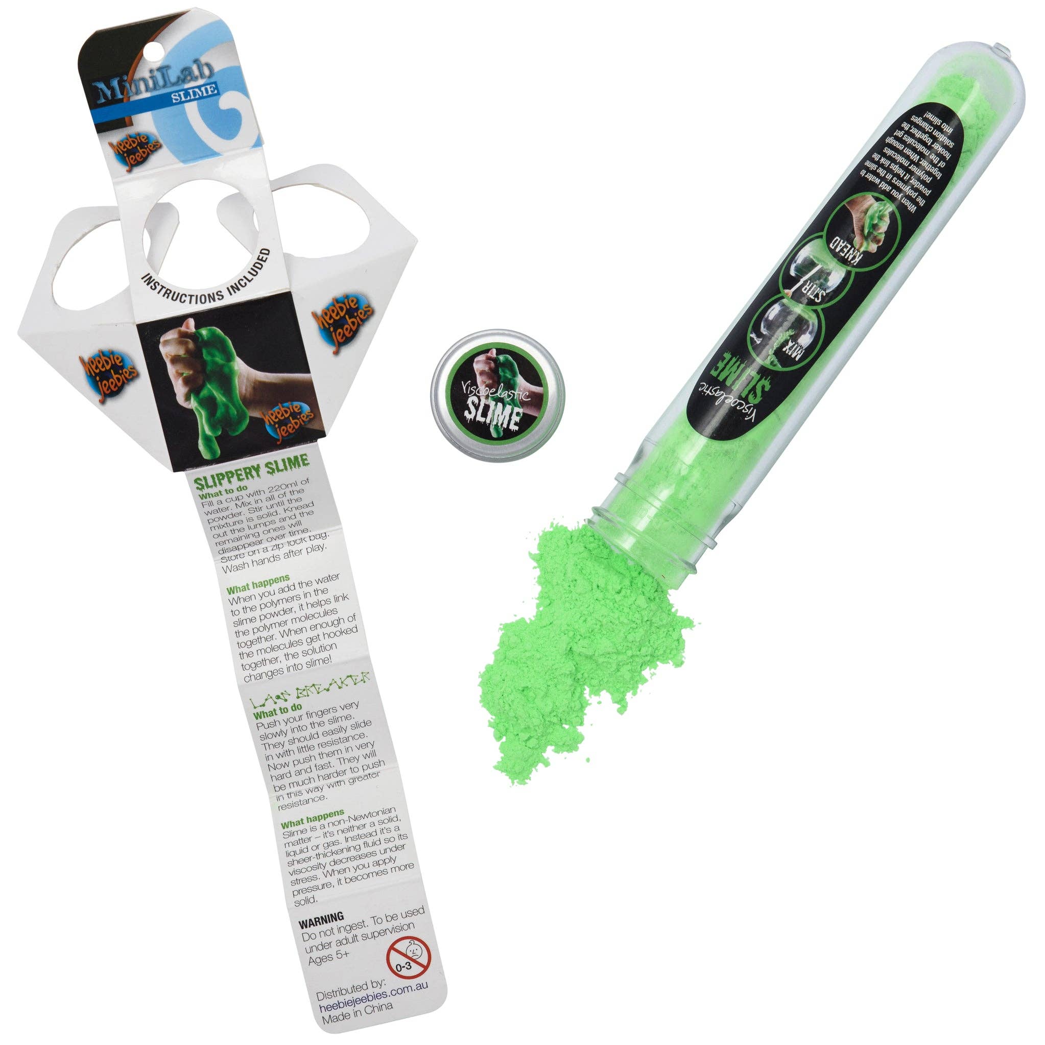 Heebie Jeebies USA - Vente Pâte ingénieuse/slime – enfant - Slime viscoélastique dans un tube à essai scientifique10