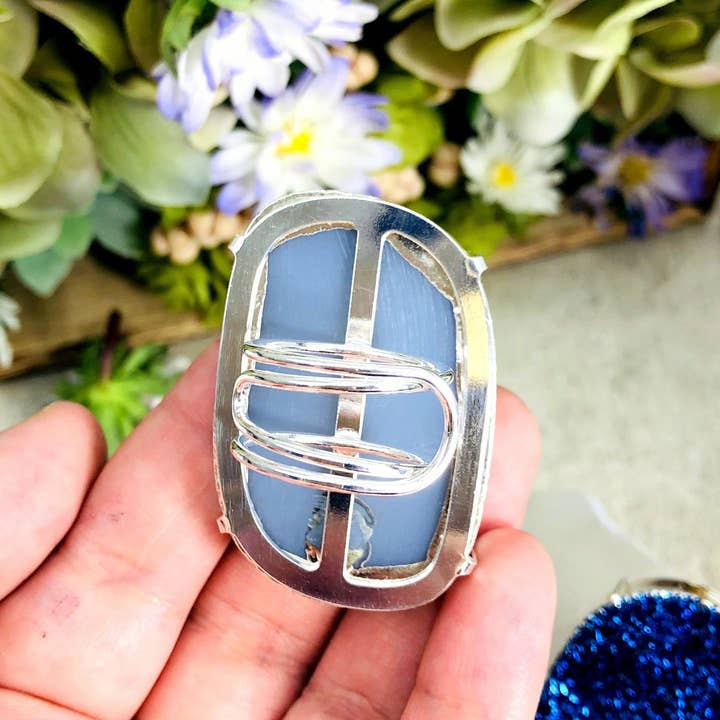 Rock Paradise - Wholesale Cocktail/statement ring - Crystal Titanium Druzy Adjustable Silver Toned Rings6