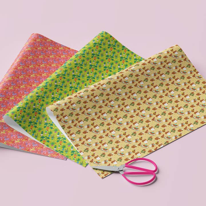 Sweary Card Lady - Wholesale Flat Wrap - NEW! Cute Capybara Chaos Christmas Gift Wrap - Flat Sheet4