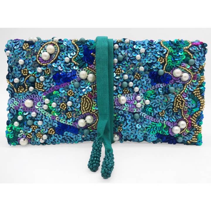 Mona Fares - Wholesale Clutch Bag - Women's - Teal Jewellery Clutch