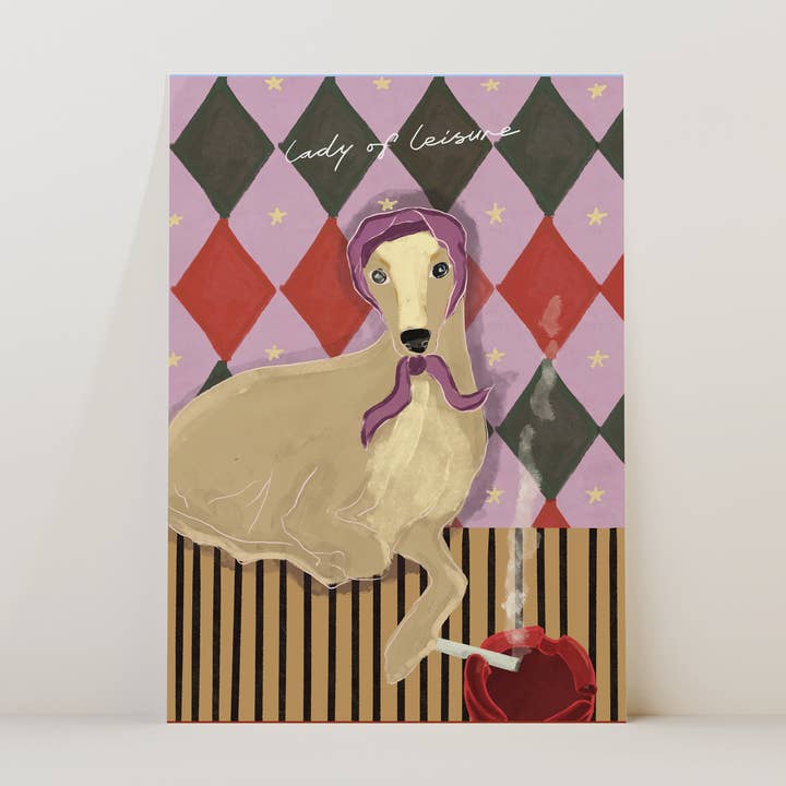 Lady Of Leisure Iggy Cream Dog Print for wholesale by Illustrated by Weezy