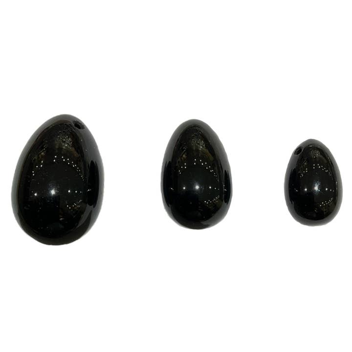 Foliesbijoux - Wholesale Spiritual Stone/Crystal - 3 Black Obsidian Yoni Eggs