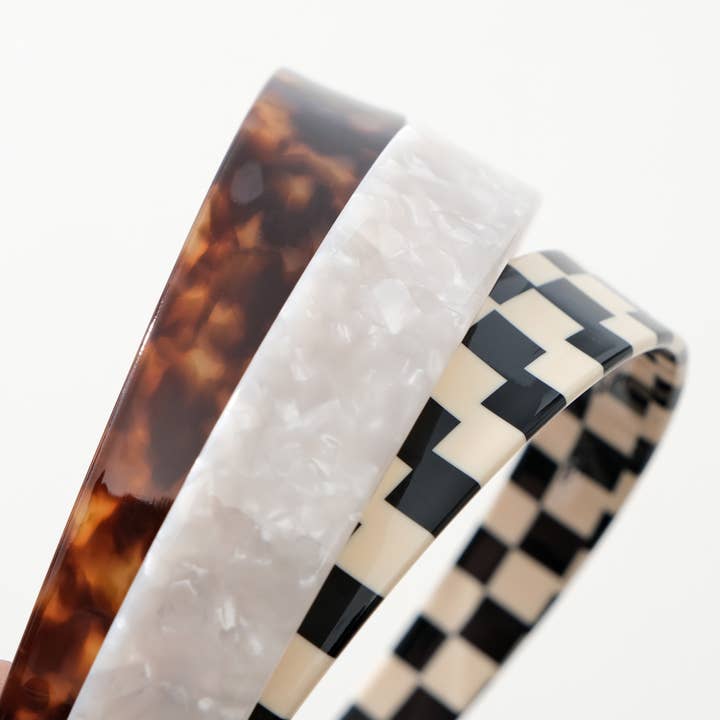 Assorted Core Acetate Skinny Headband | Checkered & Marbled for wholesale on Faire5