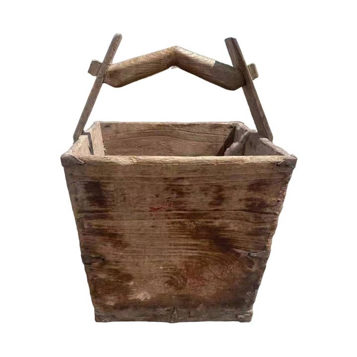 NACH - Wholesale Basket - Vintage Square Wooden Water Bucket0