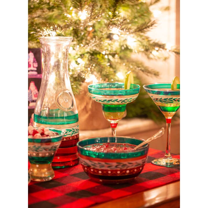 Golden Hill Studio - Wholesale Cocktail/Liquor Glass - Moroccan Mosaic Garland Christmas Margarita Glasses2