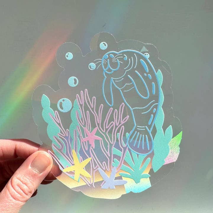 Ten By Ten - Wholesale Suncatcher - Manatee Suncatcher Sticker Rainbow Maker Window Decal4