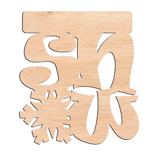 Snow with Snowflake - Raw Wood Cutout for wholesale by Ortmann Woodcraft