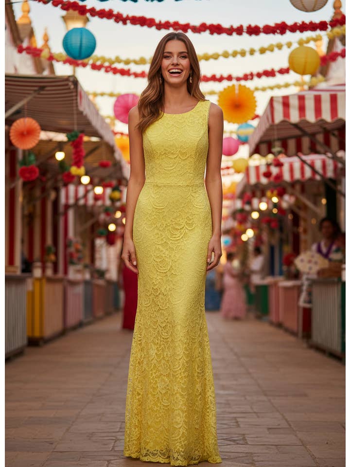LONG YELLOW DRESS 3951 for wholesale on Faire