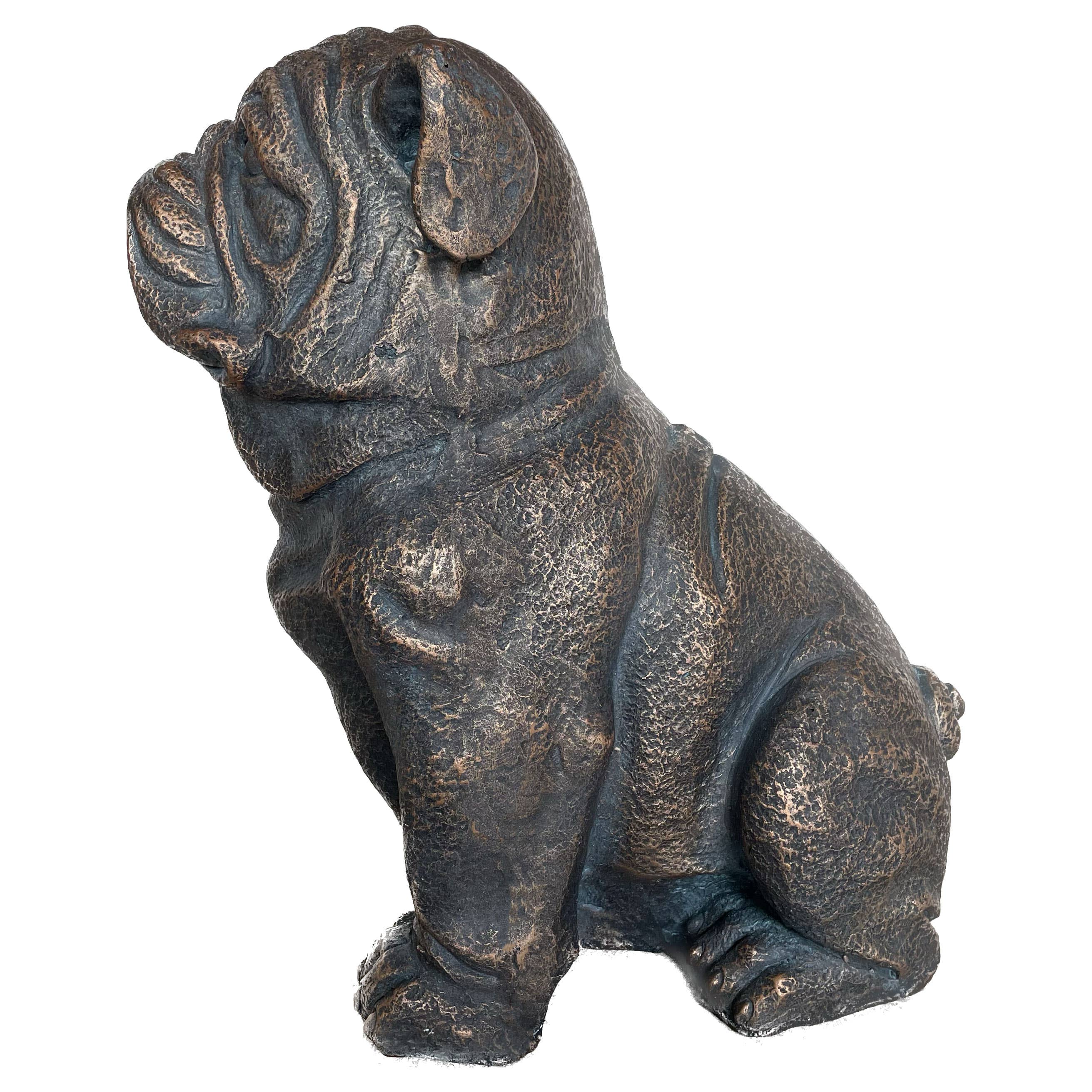 Galt International Company - Wholesale Outdoor Ornament/Decor - Sitting Bulldog Garden
 Resin Statue 16"16