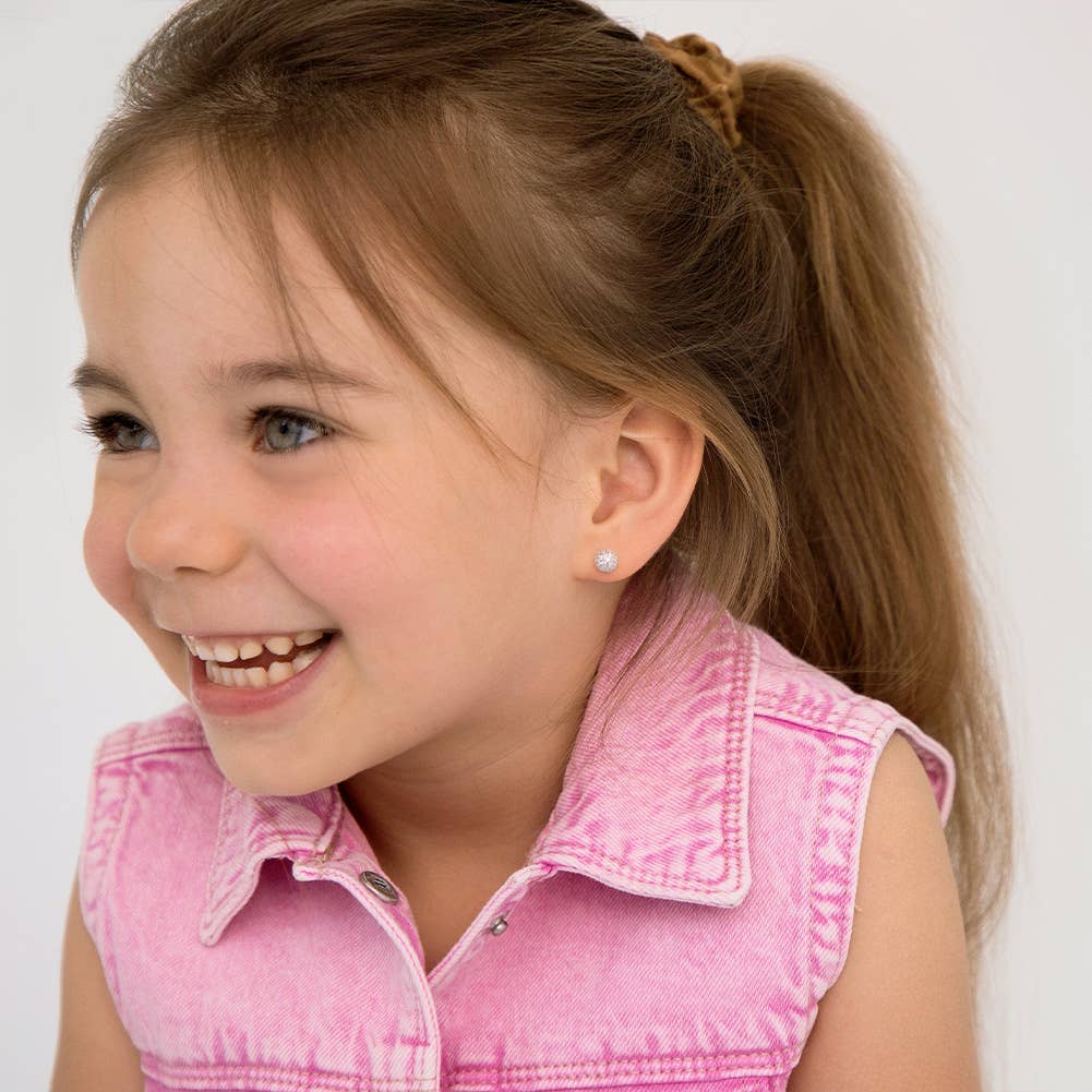 In Season Jewelry - Vente Boucles d'oreilles – enfant - Grandes boucles d'oreilles boule de pierres précieuses pour filles en argent sterling1