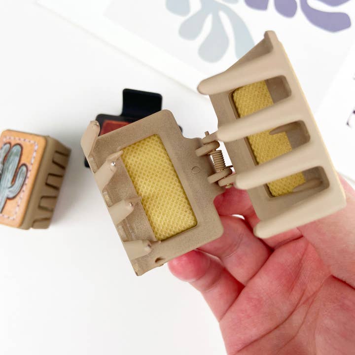 mildstyles - Venta al por mayor Horquilla para el pelo - Mujer - Pinza de pelo cuadrada de piel sintética con forma de cactus vaqueros occidentales5