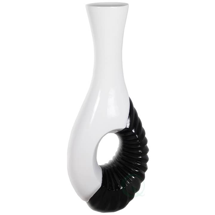 Quickway Imports - Vendita all'ingrosso Vasi - Grande vaso da pavimento moderno bianco e nero - 43 pollici di altezza