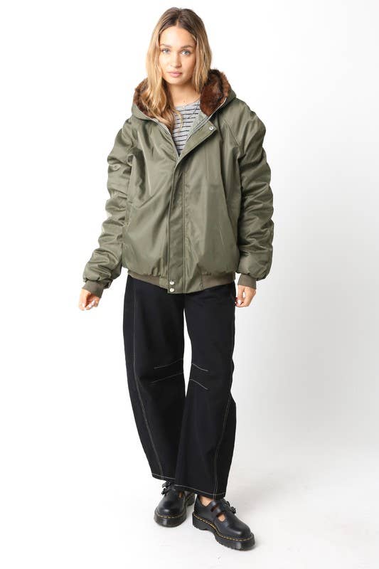 Brun Olive Blouson Bombardier Oversize Noah en vente sur Faire9