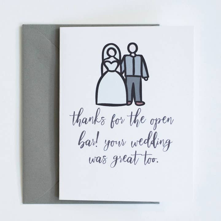 Thanks for The Open Bar Wedding Engagement Card for wholesale by Sassper Goods