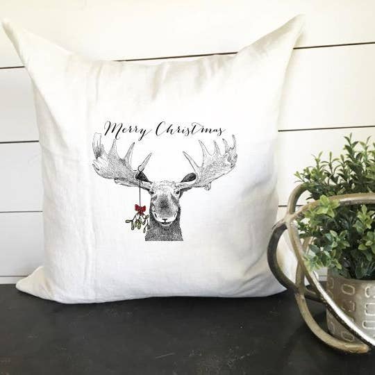 Capa de almofada Merry Christmas Moose por atacado de Design District Co