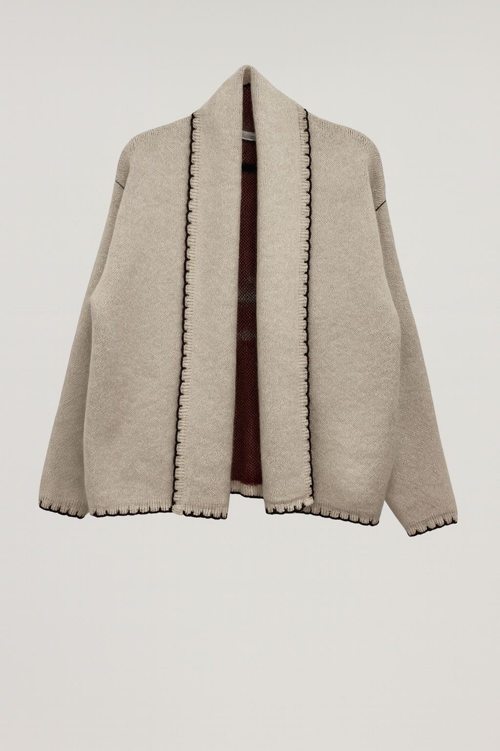 FLAT WHITE - Wholesale Cardigan - Women's - Flat White Dachshun Sweater Cardigan with Whipstitch  1