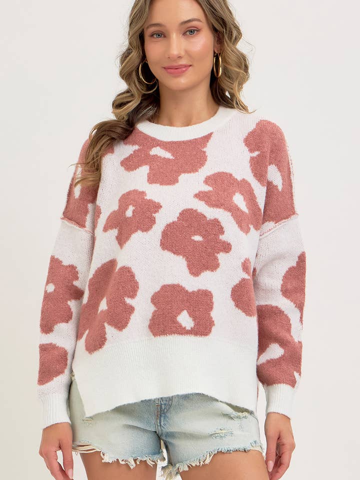 Sweet Lovely by Jen - Wholesale Knit Sweater - Women's - FLORAL LOOSE FIT SWEATER KNIT14
