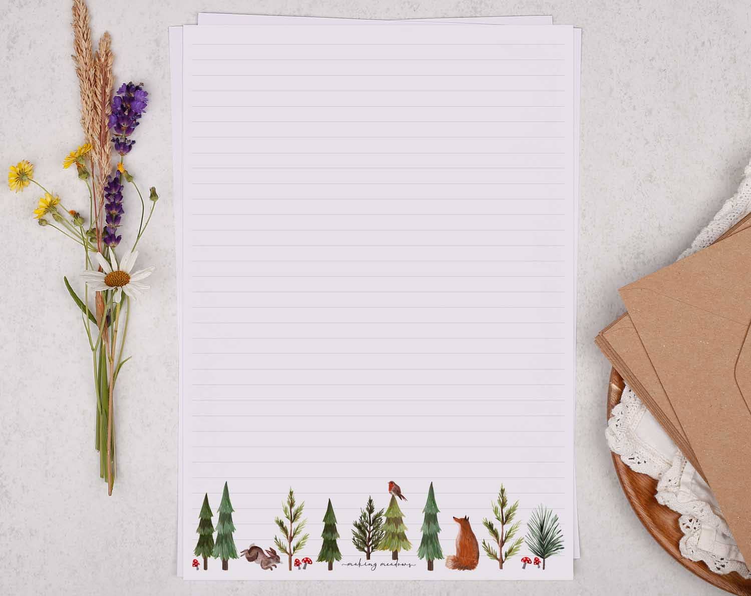 Making Meadows Ltd - Wholesale Letterhead - A4 writing paper with woodland animals | Letter Paper0