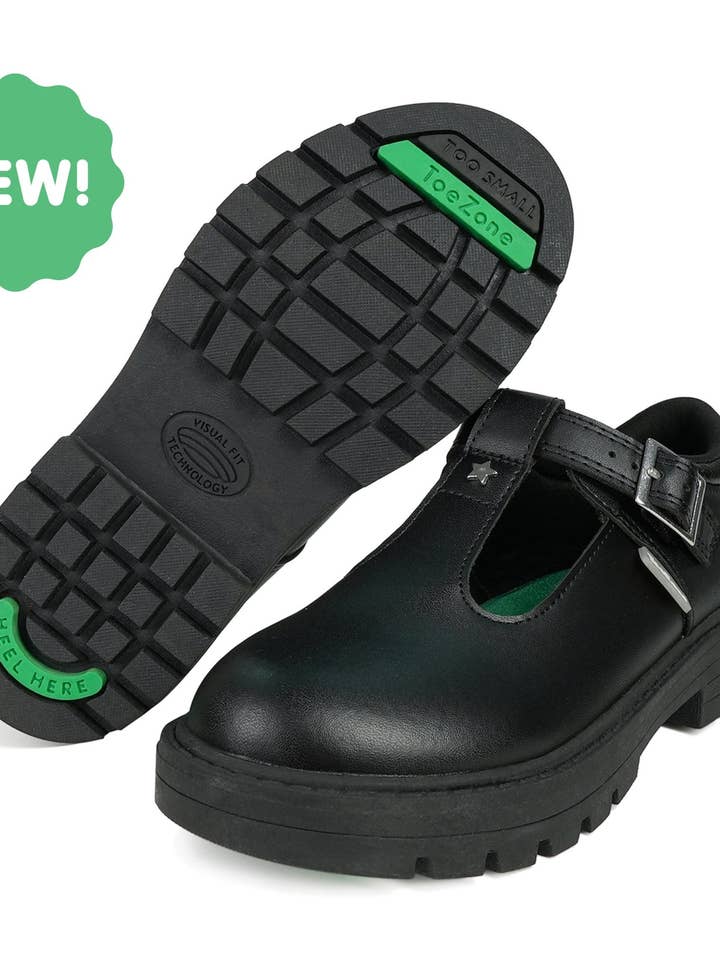 CLEO - Chaussures d'école végétaliennes T-Bar Star pour la vente par ToeZone