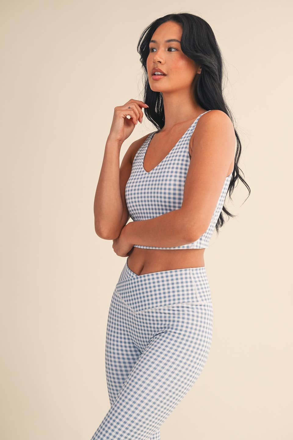 KIMBERLY C - Wholesale Sports Bra - Women's - Gingham Print Aligned Performance Cropped Tank Top23